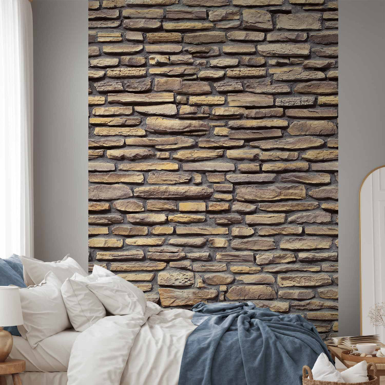 Wall Mural Stone Wall - Background with Dark Brick Texture and 3D Effect 60995 additionalImage 2