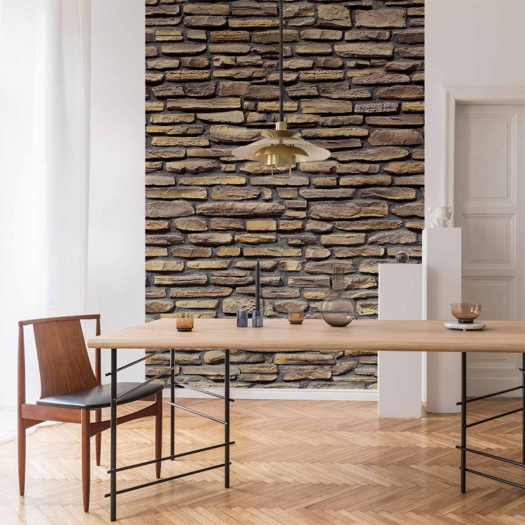 Wall Mural Stone Wall - Background with Dark Brick Texture and 3D Effect 60995 additionalImage 6