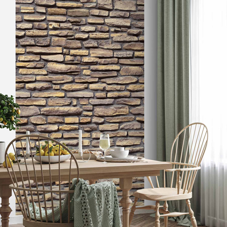 Wall Mural Stone Wall - Background with Dark Brick Texture and 3D Effect 60995 additionalImage 4