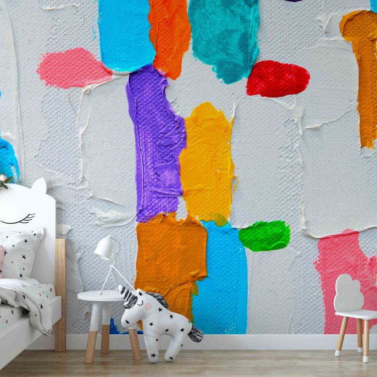 Wall Mural Colourful expression - painted pattern in coloured shapes on white background 90095 additionalImage 4
