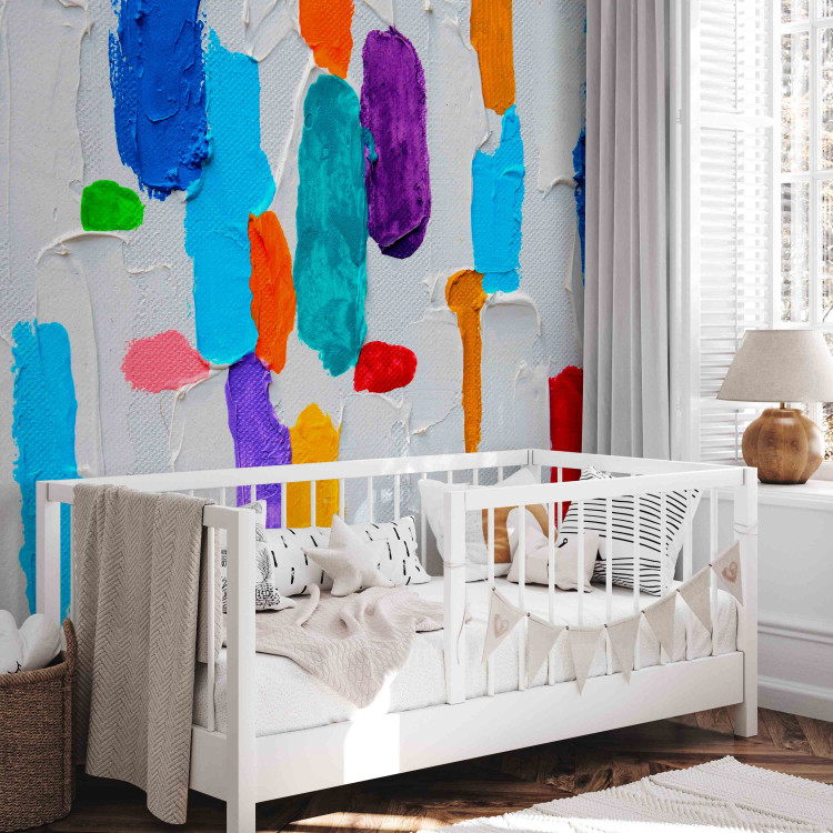 Wall Mural Colourful expression - painted pattern in coloured shapes on white background 90095 additionalImage 5