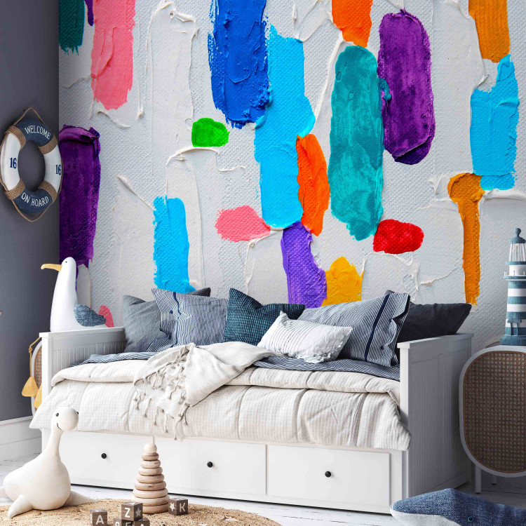 Wall Mural Colourful expression - painted pattern in coloured shapes on white background 90095 additionalImage 6
