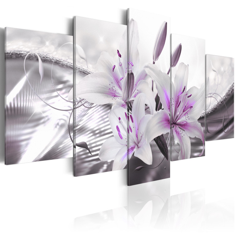 Canvas Art Print Crystal Finesse (5-piece) - Romantic Lilies in the Glow of Purple 93795 additionalImage 2