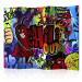 Room Divider Screen Chili Out - colorful graffiti with English writings and chili pepper 95295