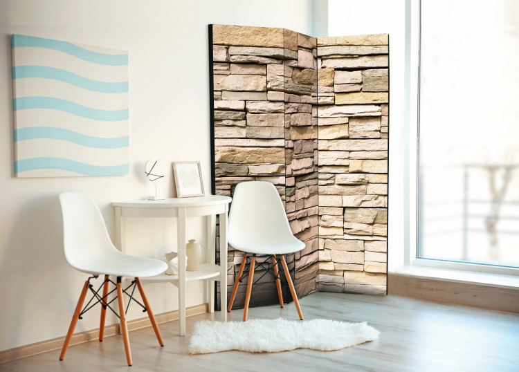 Room Divider Decorative Stone - architectural texture of beige stone brick 95495 additionalImage 4