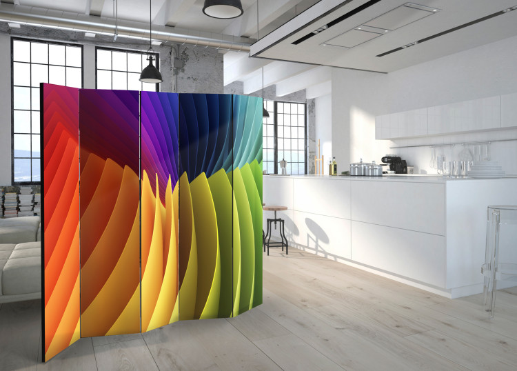 Room Divider Rainbow Wave II - colorful geometric figures in an abstract wave 95695 additionalImage 2