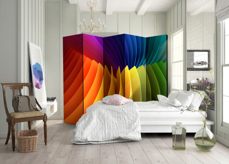 Room Divider Rainbow Wave II - colorful geometric figures in an abstract wave 95695 additionalImage 4