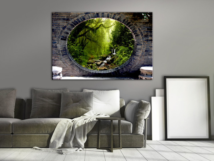 Canvas Mysterious Stone Passage (1-part) - View of Green Forest 96095 additionalImage 3