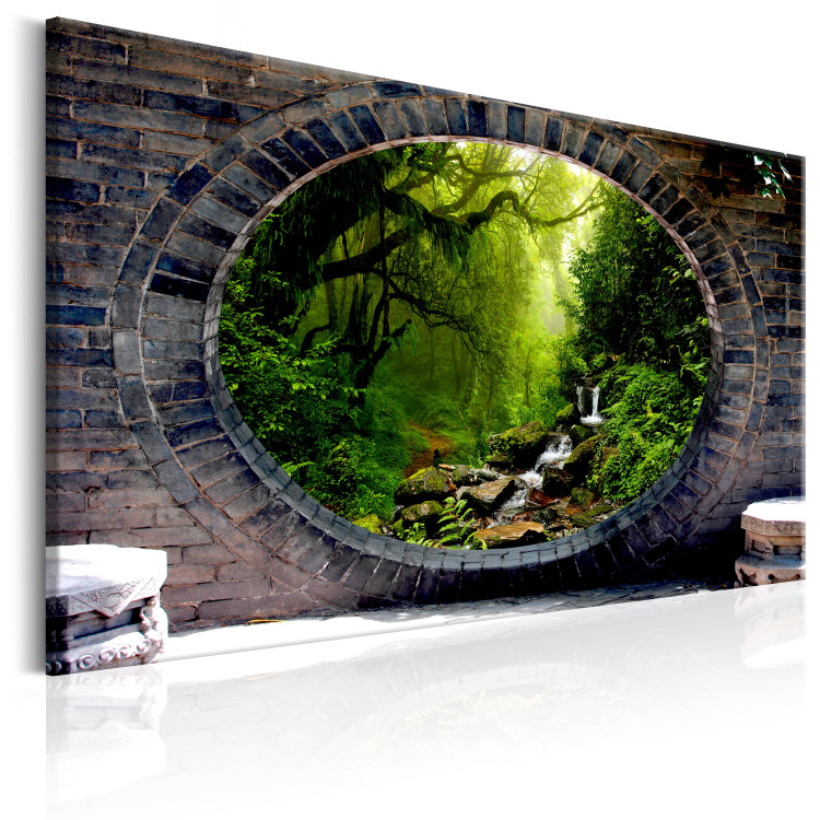Canvas Mysterious Stone Passage (1-part) - View of Green Forest 96095 additionalImage 2