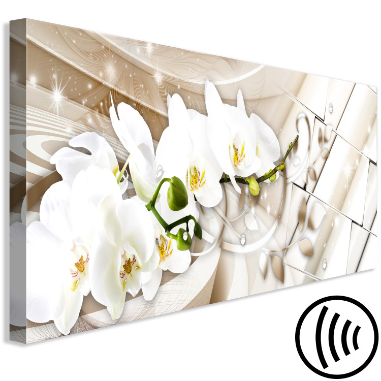 Canvas Orchid and Abstraction - White Flowers on Abstract Beige Background 98195 additionalImage 6