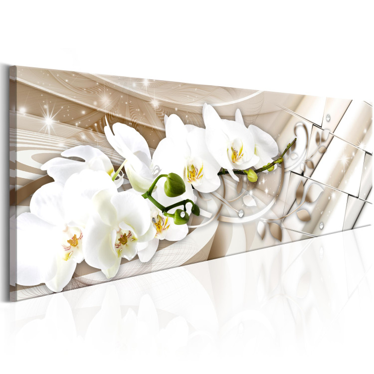 Canvas Orchid and Abstraction - White Flowers on Abstract Beige Background 98195 additionalImage 2