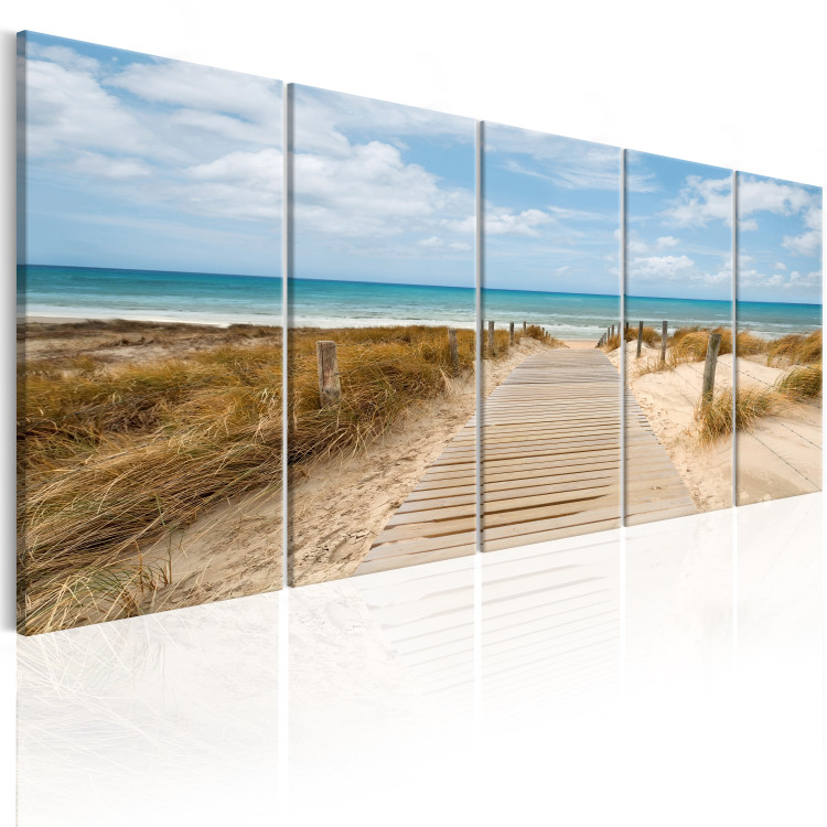 Canvas Art Print Beach Entrance (5-piece) - View of the Mediterranean Sea 98595 additionalImage 2