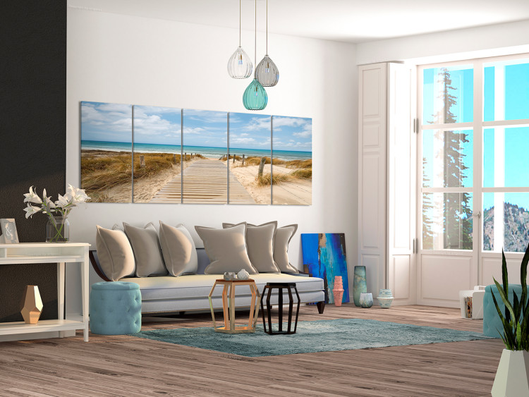 Canvas Art Print Beach Entrance (5-piece) - View of the Mediterranean Sea 98595 additionalImage 3