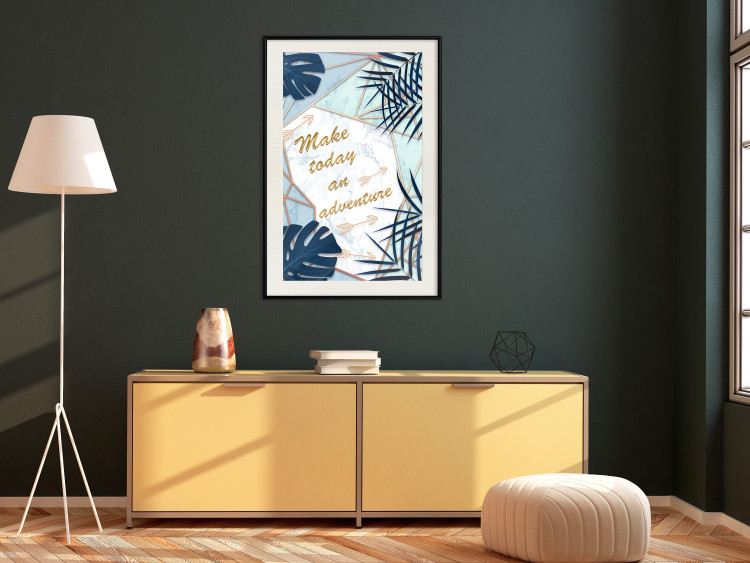 Poster Make today an adventure - golden English text and tropical leaves 114406 additionalImage 22