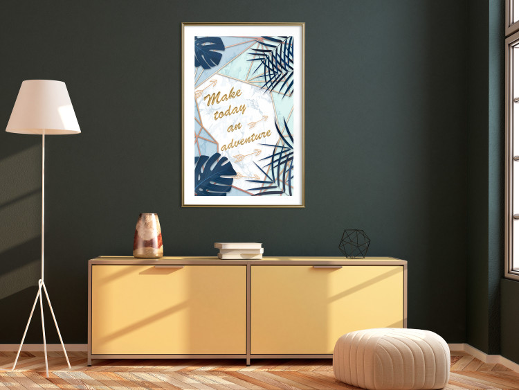 Poster Make today an adventure - golden English text and tropical leaves 114406 additionalImage 15