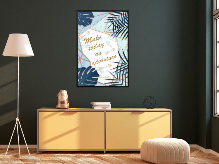 Poster Make today an adventure - golden English text and tropical leaves 114406 additionalImage 3