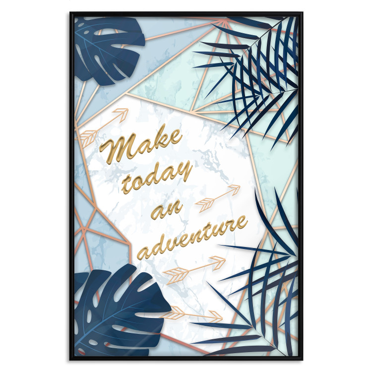 Poster Make today an adventure - golden English text and tropical leaves 114406 additionalImage 24