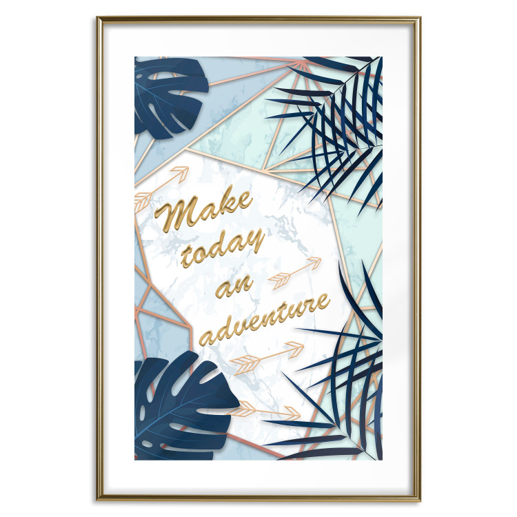 Poster Make today an adventure - golden English text and tropical leaves 114406 additionalImage 14