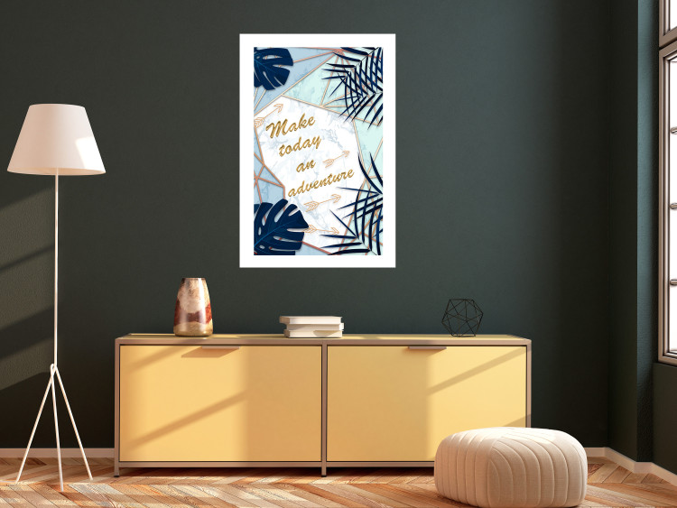 Poster Make today an adventure - golden English text and tropical leaves 114406 additionalImage 4