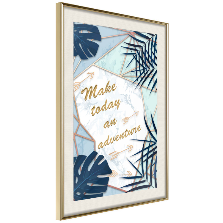 Poster Make today an adventure - golden English text and tropical leaves 114406 additionalImage 2