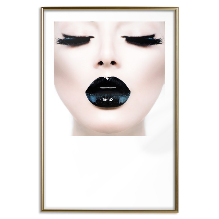Poster Black lips - composition on white with a woman's face with dark lipstick 115006 additionalImage 20