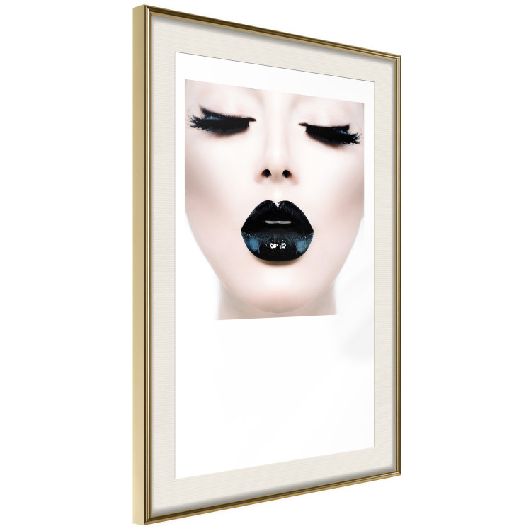 Poster Black lips - composition on white with a woman's face with dark lipstick 115006 additionalImage 14