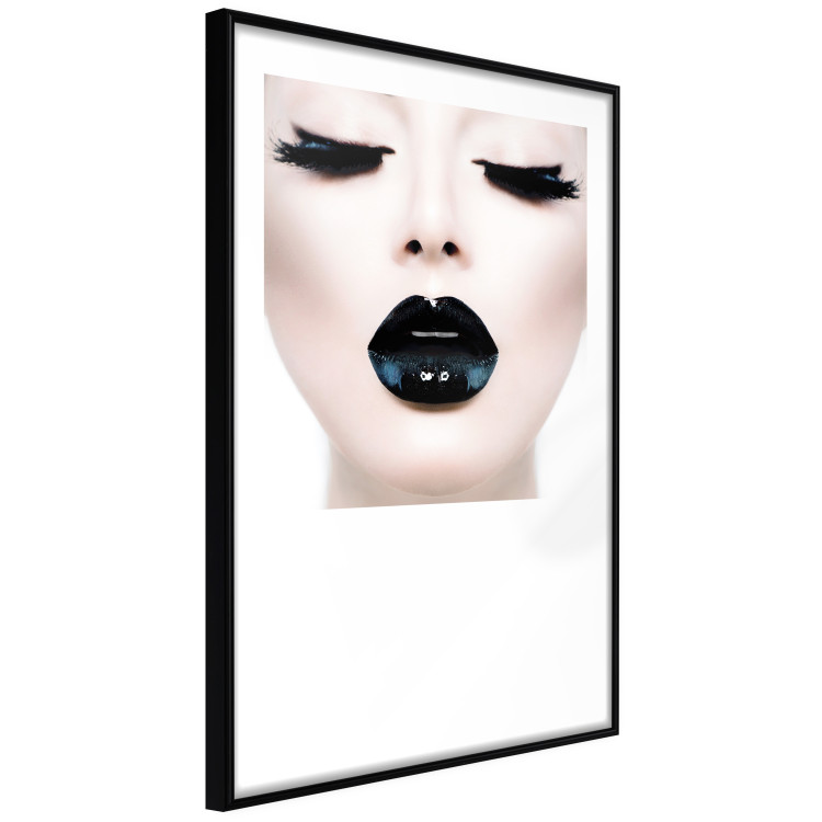Poster Black lips - composition on white with a woman's face with dark lipstick 115006 additionalImage 6