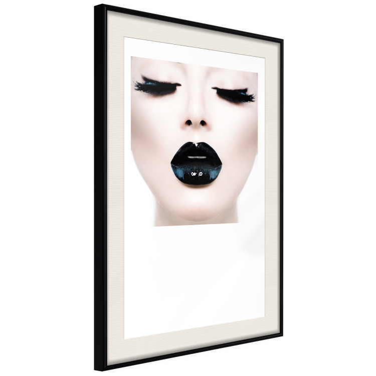 Poster Black lips - composition on white with a woman's face with dark lipstick 115006 additionalImage 13