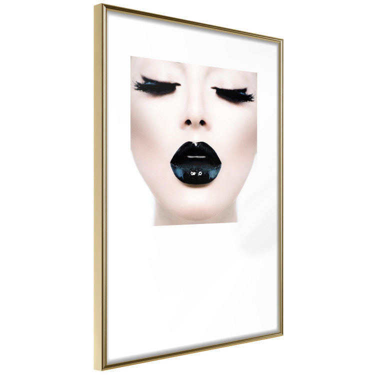 Poster Black lips - composition on white with a woman's face with dark lipstick 115006 additionalImage 4