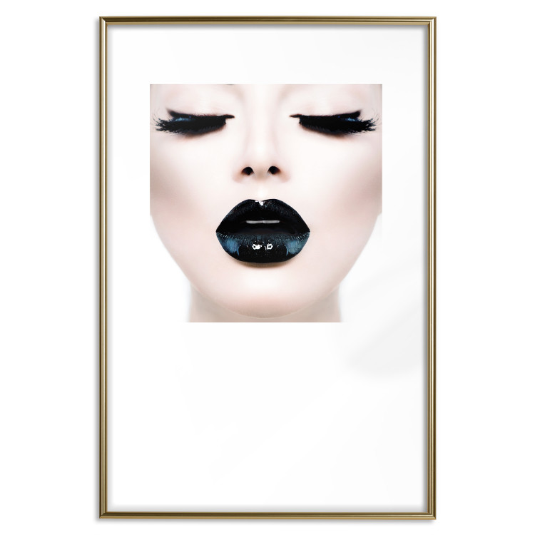 Poster Black lips - composition on white with a woman's face with dark lipstick 115006 additionalImage 16