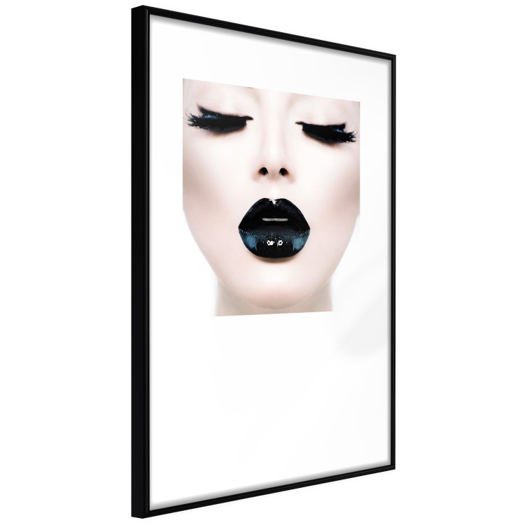 Poster Black lips - composition on white with a woman's face with dark lipstick 115006 additionalImage 3