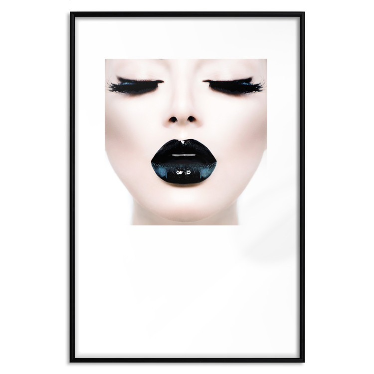 Poster Black lips - composition on white with a woman's face with dark lipstick 115006 additionalImage 17