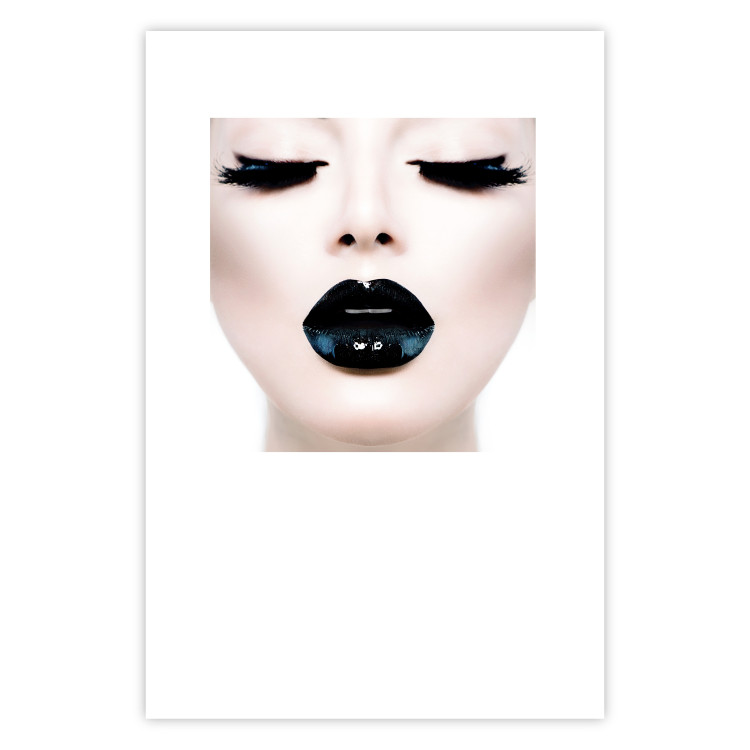 Poster Black lips - composition on white with a woman's face with dark lipstick 115006 additionalImage 25