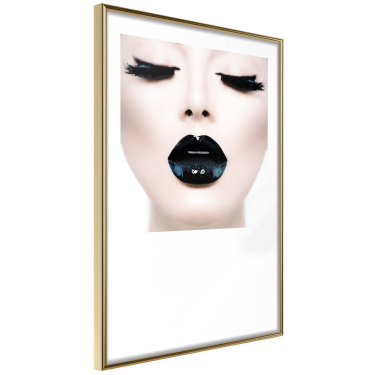 Poster Black lips - composition on white with a woman's face with dark lipstick 115006 additionalImage 2
