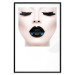 Poster Black lips - composition on white with a woman's face with dark lipstick 115006 additionalThumb 24