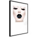 Poster Black lips - composition on white with a woman's face with dark lipstick 115006 additionalThumb 3
