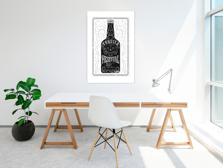Poster Tequila festival - black and white decorative composition with a bottle of alcohol 115106 additionalImage 11