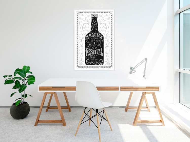 Poster Tequila festival - black and white decorative composition with a bottle of alcohol 115106 additionalImage 17
