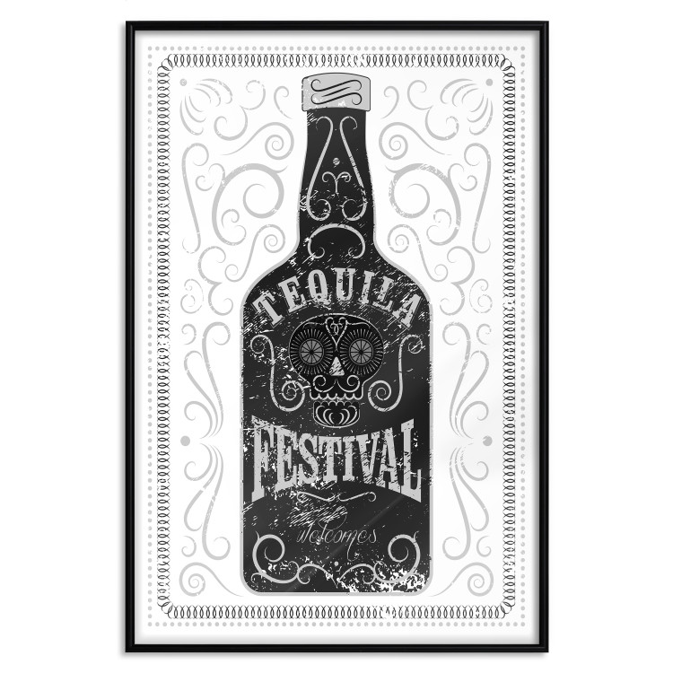 Poster Tequila festival - black and white decorative composition with a bottle of alcohol 115106 additionalImage 18