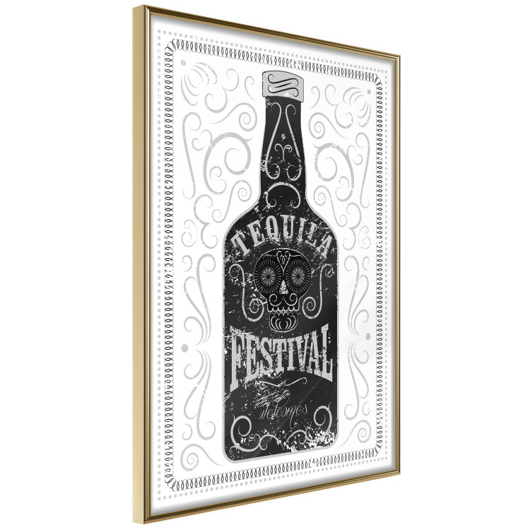 Poster Tequila festival - black and white decorative composition with a bottle of alcohol 115106 additionalImage 3