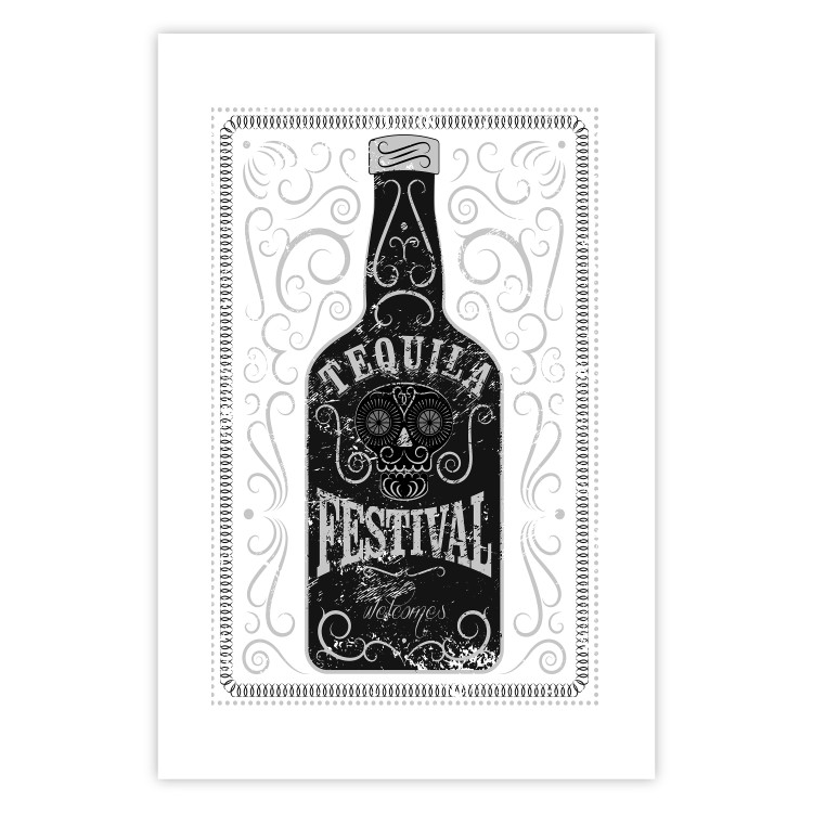 Poster Tequila festival - black and white decorative composition with a bottle of alcohol 115106 additionalImage 19