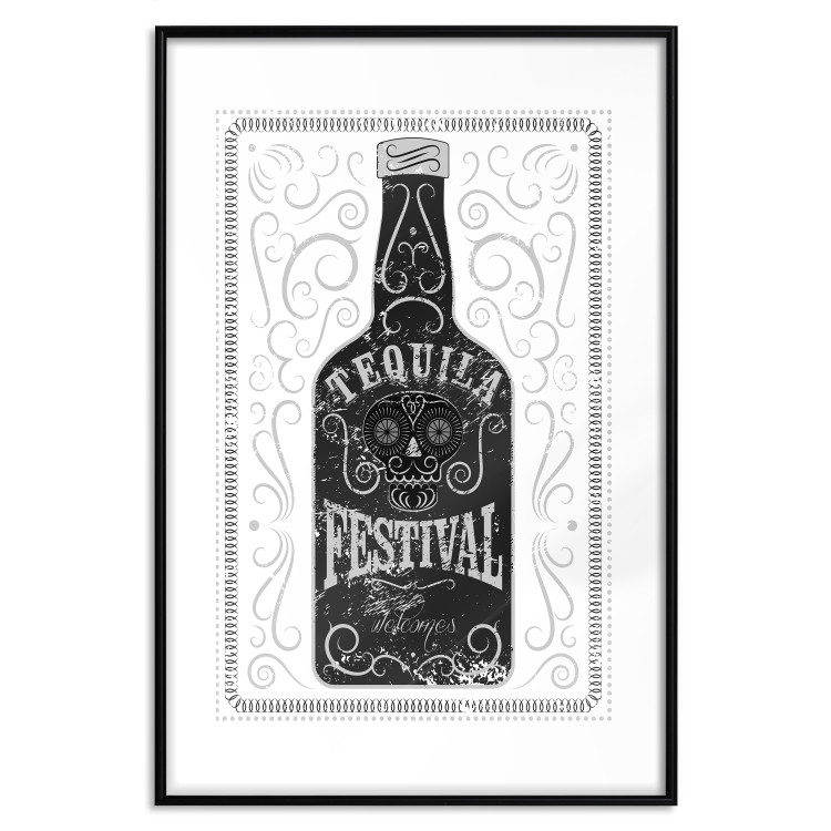 Poster Tequila festival - black and white decorative composition with a bottle of alcohol 115106 additionalImage 15