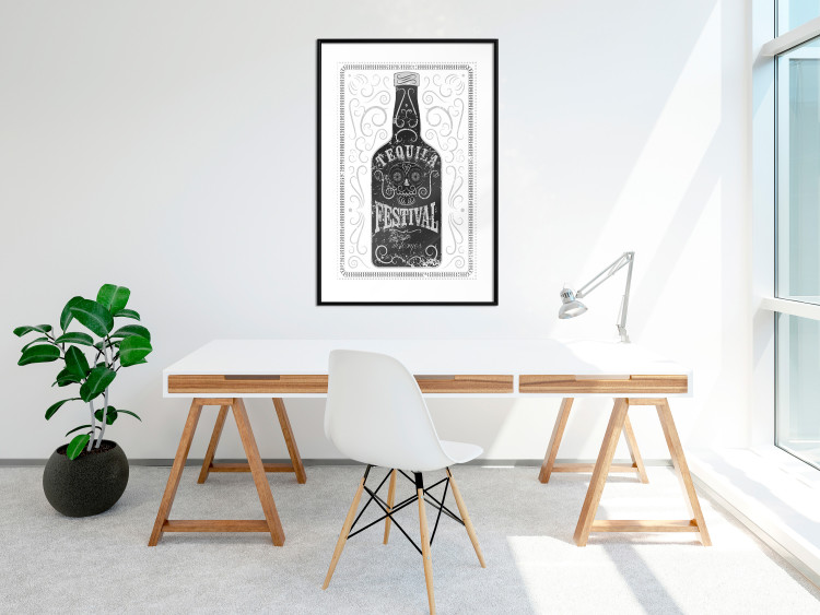 Poster Tequila festival - black and white decorative composition with a bottle of alcohol 115106 additionalImage 10