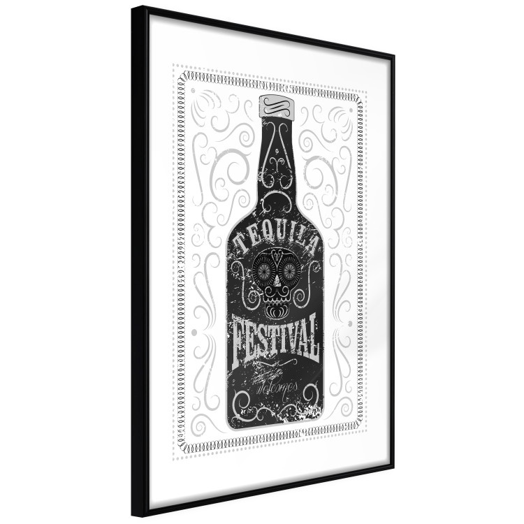 Poster Tequila festival - black and white decorative composition with a bottle of alcohol 115106 additionalImage 2