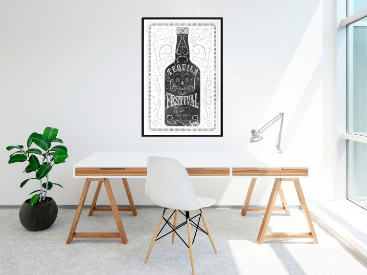Poster Tequila festival - black and white decorative composition with a bottle of alcohol 115106 additionalImage 12