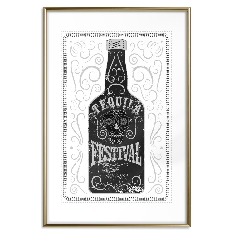 Poster Tequila festival - black and white decorative composition with a bottle of alcohol 115106 additionalImage 14