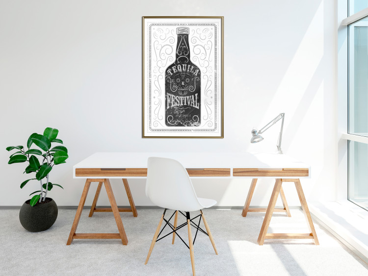 Poster Tequila festival - black and white decorative composition with a bottle of alcohol 115106 additionalImage 9