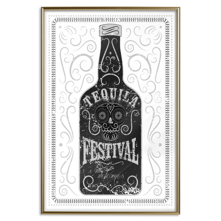Poster Tequila festival - black and white decorative composition with a bottle of alcohol 115106 additionalImage 16