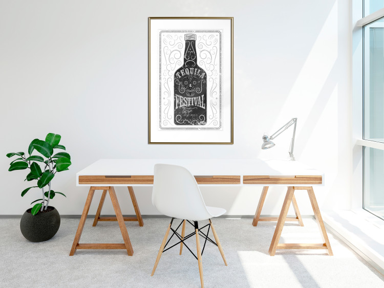 Poster Tequila festival - black and white decorative composition with a bottle of alcohol 115106 additionalImage 13