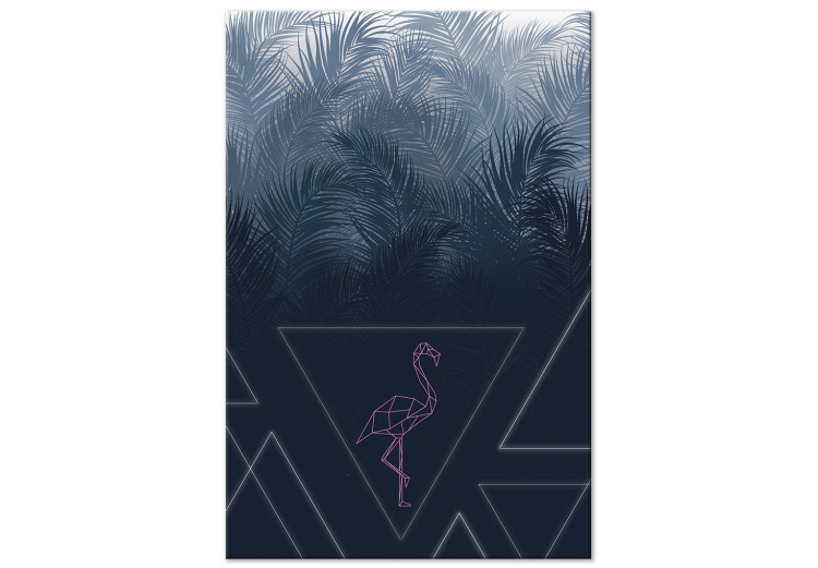 Canvas Art Print Bird in Palm Leaves (1-part) - Geometric Flamingo Against Nature 115306